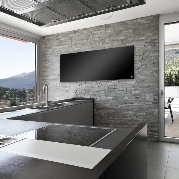 VCIR-G czarny  panel grzewczy na podczerwień, szklany grzejnik promiennikowy (ścienny)