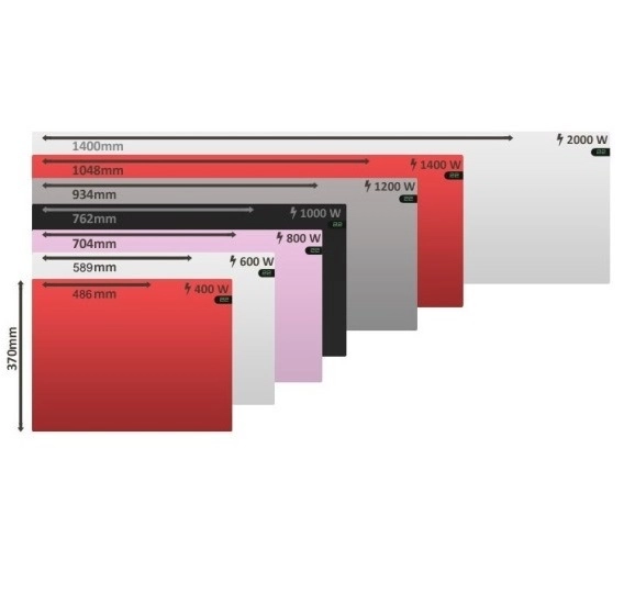 ADAX Neo NP seria grzejników elektrycznych - wymiary