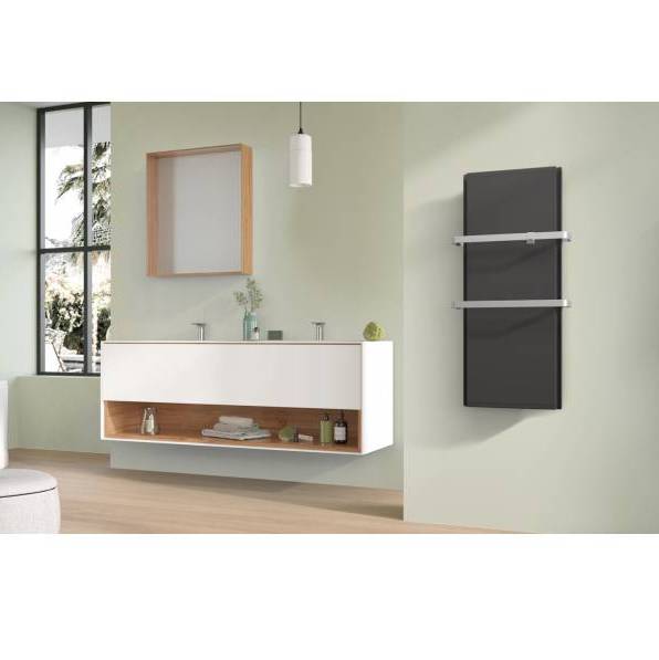 ICON  grzejnik hybrydowy (pionowy) z relingami, dualny panel grzewczy (kolor: antracyt)