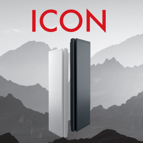 ICON   grzejnik hybrydowy (pionowy), dualny panel grzewczy (kolory: biały, antracyt)