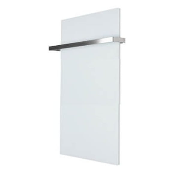 VCIR-G 800W TR szklany panel grzewczy na podczerwień, łazienkowy grzejnik promiennikowy z relingiem (ścienny), biały