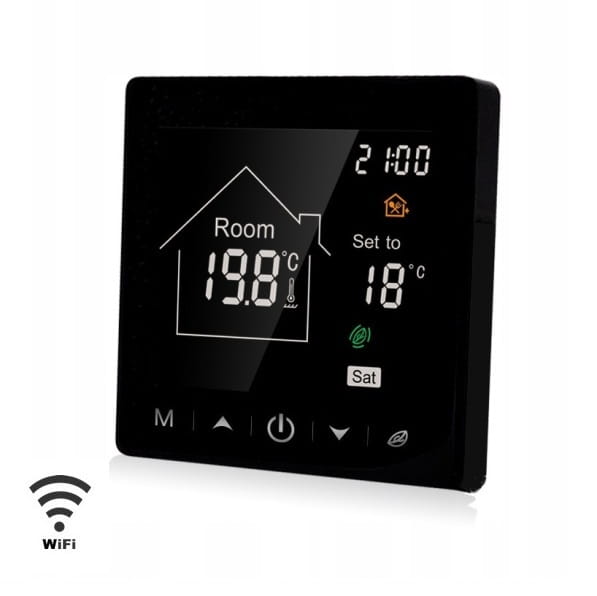 BC-400WiFi-E Programowalny termostat, regulator temperatury do ogrzewania podłogowego (sterowanie przez internet), czarny