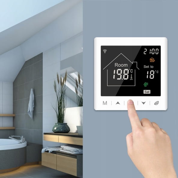 BC-400WiFi-E Programowalny termostat, regulator temperatury do ogrzewania podłogowego (sterowanie przez internet), biały