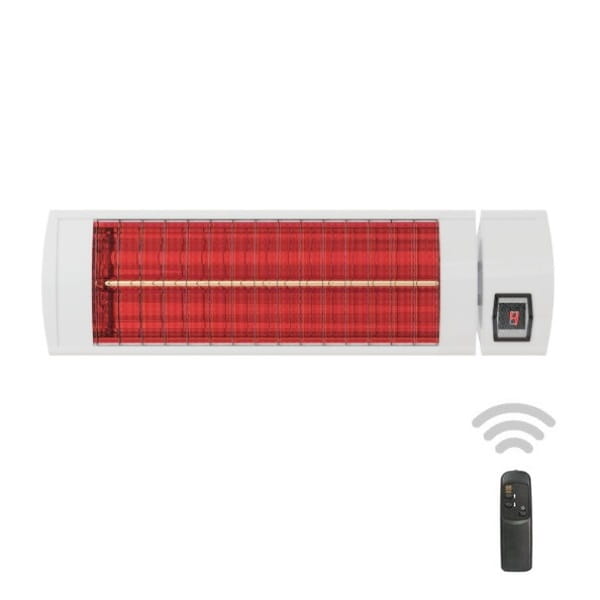 ELCON EIR-RC-2000 Promiennik ciepła podczerwieni, biały 2000W z wbudowaną regulacją mocy i pilotem (IP55, lampa: gold)