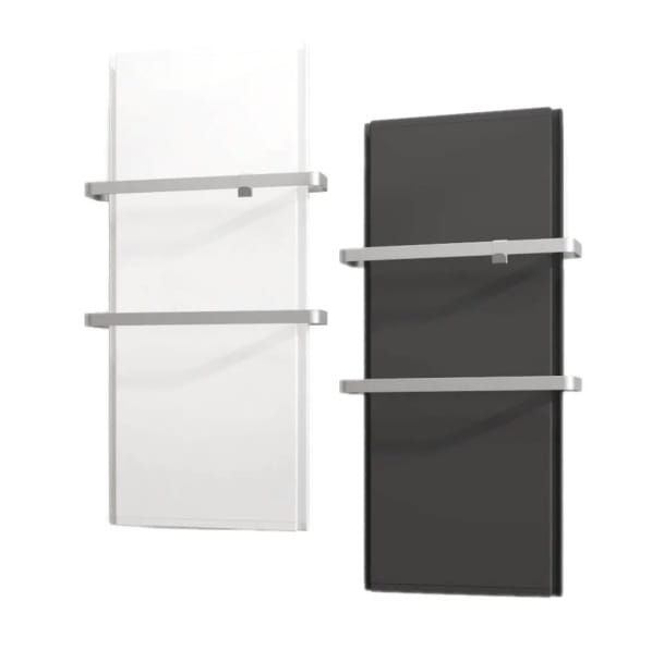 ICON 10 grzejnik hybrydowy (pionowy) z relingami, dualny panel grzewczy 1000W (kolory: biały, grafit)
