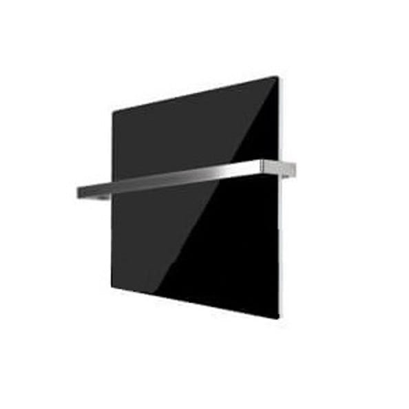 VCIR-G 400W TR szklany panel grzewczy na podczerwień, łazienkowy grzejnik promiennikowy z relingiem (ścienny), czarny