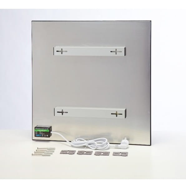 VCIR-G 400W TR szklany panel grzewczy na podczerwień, łazienkowy grzejnik promiennikowy - tył, mocowanie