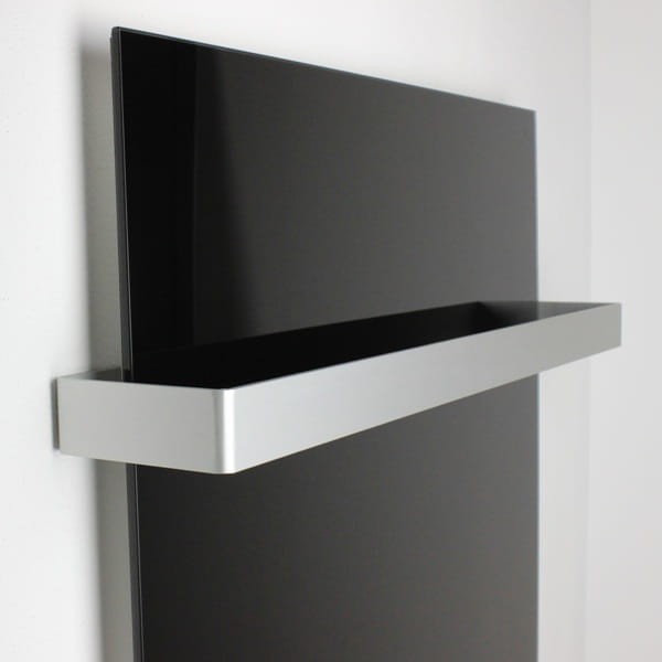 VCIR-G 600W TR szklany panel grzewczy na podczerwień, łazienkowy grzejnik promiennikowy z relingiem (ścienny), czarny