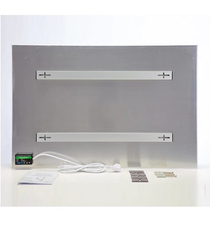 VCIR-G 600W TR szklany panel grzewczy na podczerwień, łazienkowy grzejnik promiennikowy - tył, mocowanie