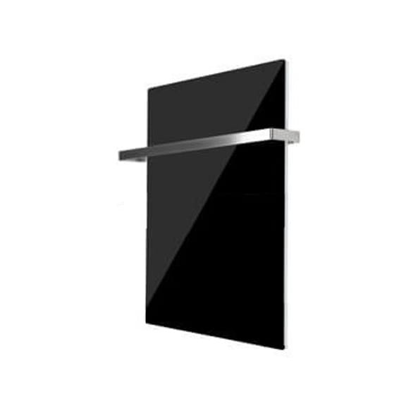 VCIR-G 600W TR szklany panel grzewczy na podczerwień, łazienkowy grzejnik promiennikowy z relingiem (ścienny), czarny