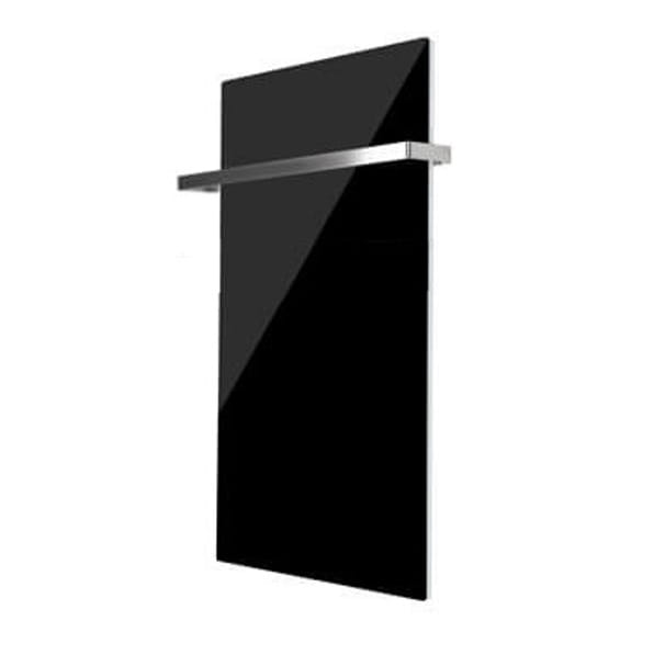 VCIR-G 800W TR szklany panel grzewczy na podczerwień, łazienkowy grzejnik promiennikowy z relingiem (ścienny), czarny