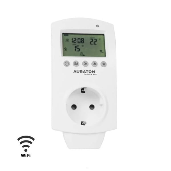 Carina WiFi Programowalny termostat gniazdkowy, regulator temperatury , Auraton
