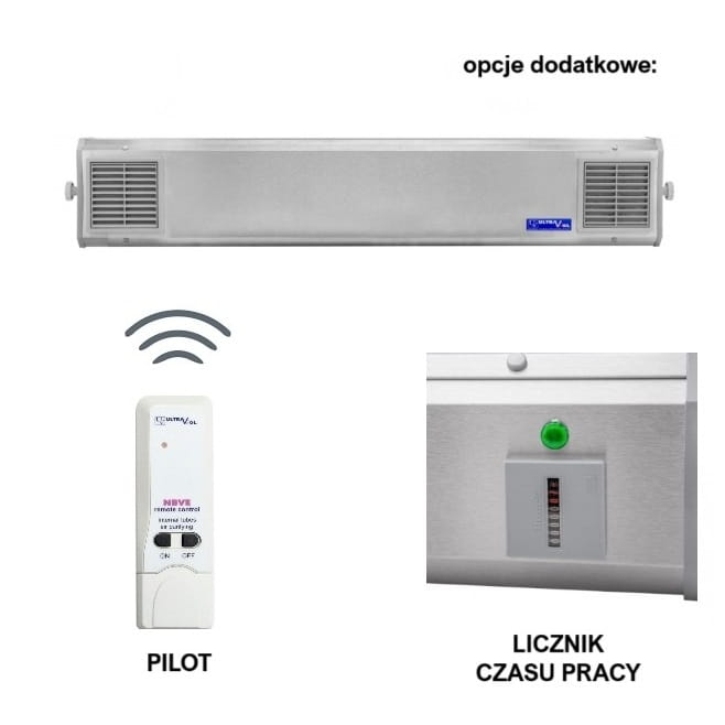 NBVE (110 W) lampa bakteriobójcza przepływowa, do dezynfekcji powietrza (inox) OPCJE DODATKOWE pilot, licznik czasu pracy
