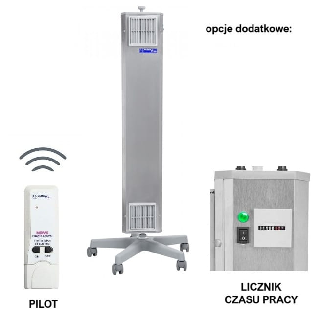 NBVE (60 W) lampa bakteriobójcza przepływowa, do dezynfekcji powietrza (inox) - mobilna OPCJE DODATKOWE pilot, licznik czasu pracy