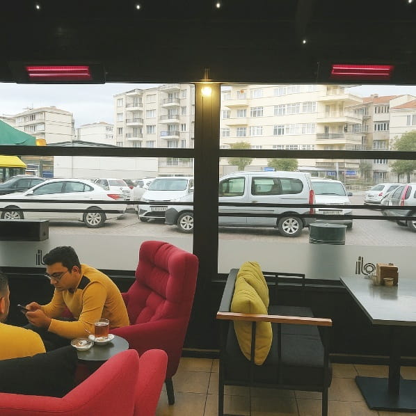 ELCON GLASS IR-2000 Promiennik ciepła podczerwieni, 2000W, szklany front, z regulacją mocy i pilotem (IP55, lampa: rosegold ULG)