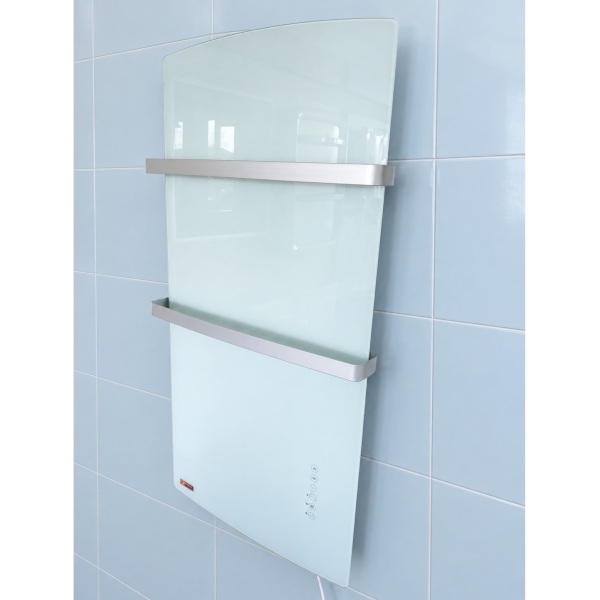 DEVA Szklany grzejnik hybrydowy do łazienki (termowentylator i ogrzewanie na podczerwień) 1500W, biały