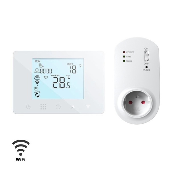 ORION-S WiFi Bezprzewodowy programowalny termostat , regulator temperatury (odbiornik gniazdkowy i nadajnik), Auraton