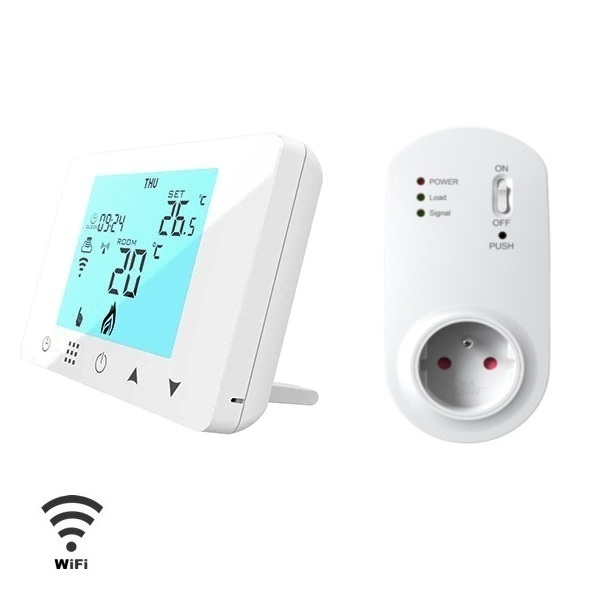 ORION-S WiFi Bezprzewodowy programowalny termostat , regulator temperatury (odbiornik gniazdkowy i nadajnik), Auraton