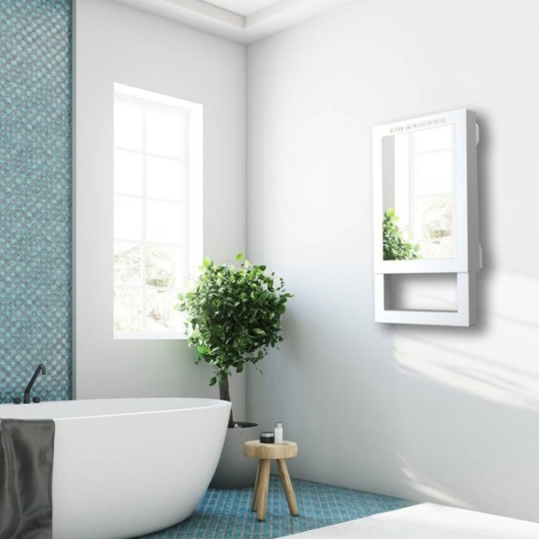 QUADRO VISIO termowentylator, grzejnik łazienkowy z nawiewem 1800W, programowalny z lustrem