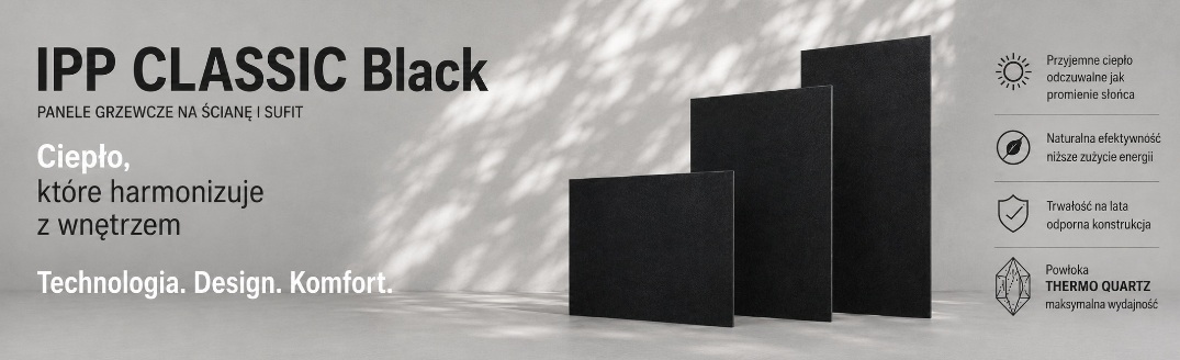 IPP CLASSIC Black Quartz panele grzewcze na podczerwień na ścianę i sufit INFRA LIGHT
