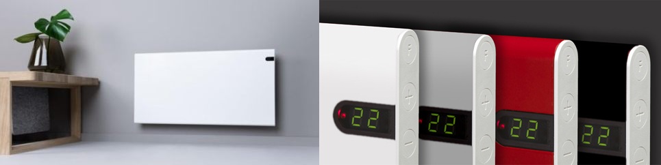 Adax grzejniki elektryczne konwektorowe, cztery kolory: biały, szary, czerwony i czarny